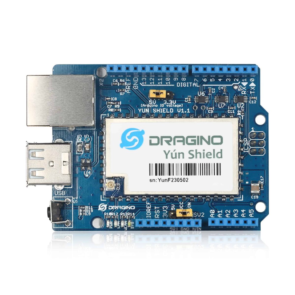 Yun Shield for Arduino Support Internet Connection by LAN Port WiFi or 3G Dongle