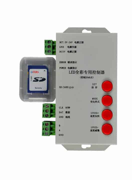 T-1000S RGB LED Pixel Controller SD Card -WS2812 LPD8806 WS2811 WS2801 T1000S