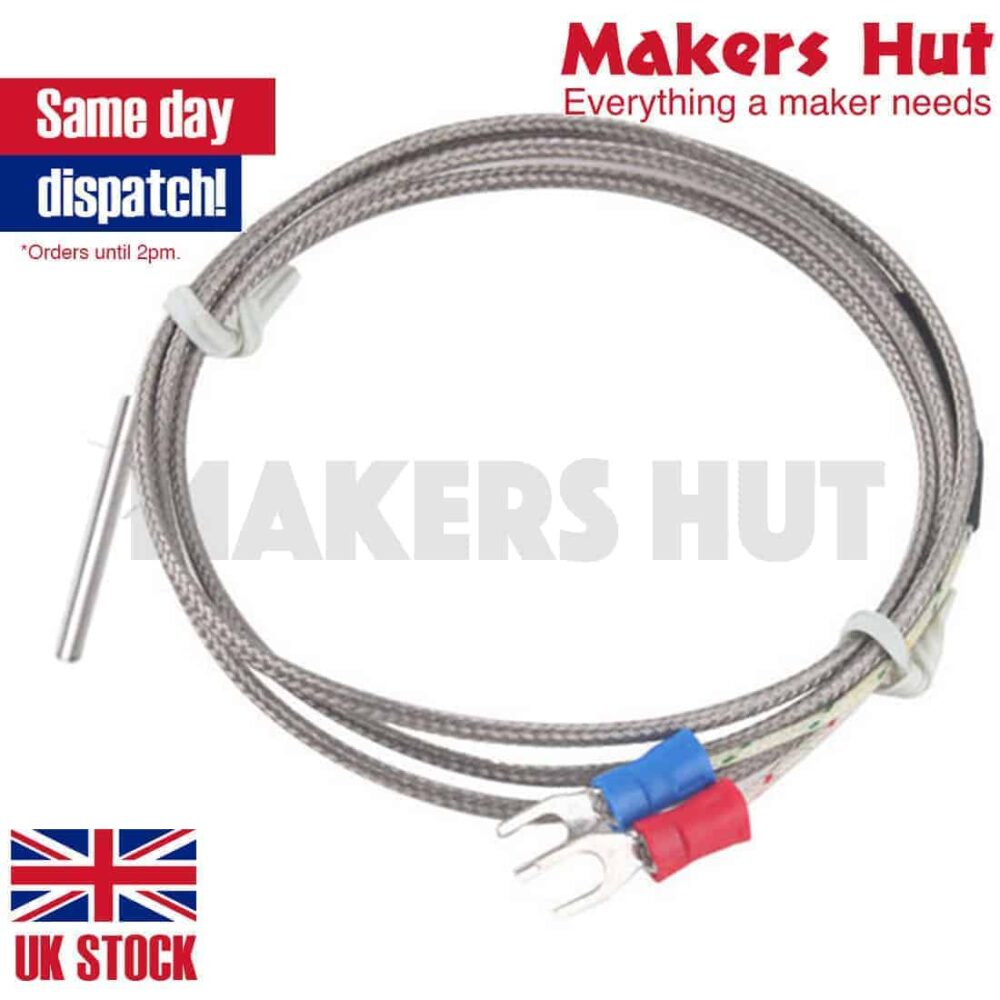 K-type Thermocouple 0-600C - 1M - Extruder - 3d Printer - RepRap - K Type