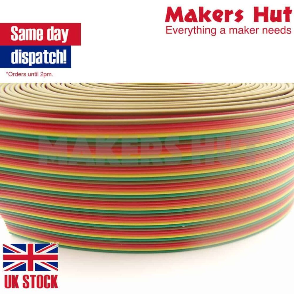 1 Metre 26AWG 40P Five Colour Flat Ribbon Cable - Automation PI Arduino 40 Way