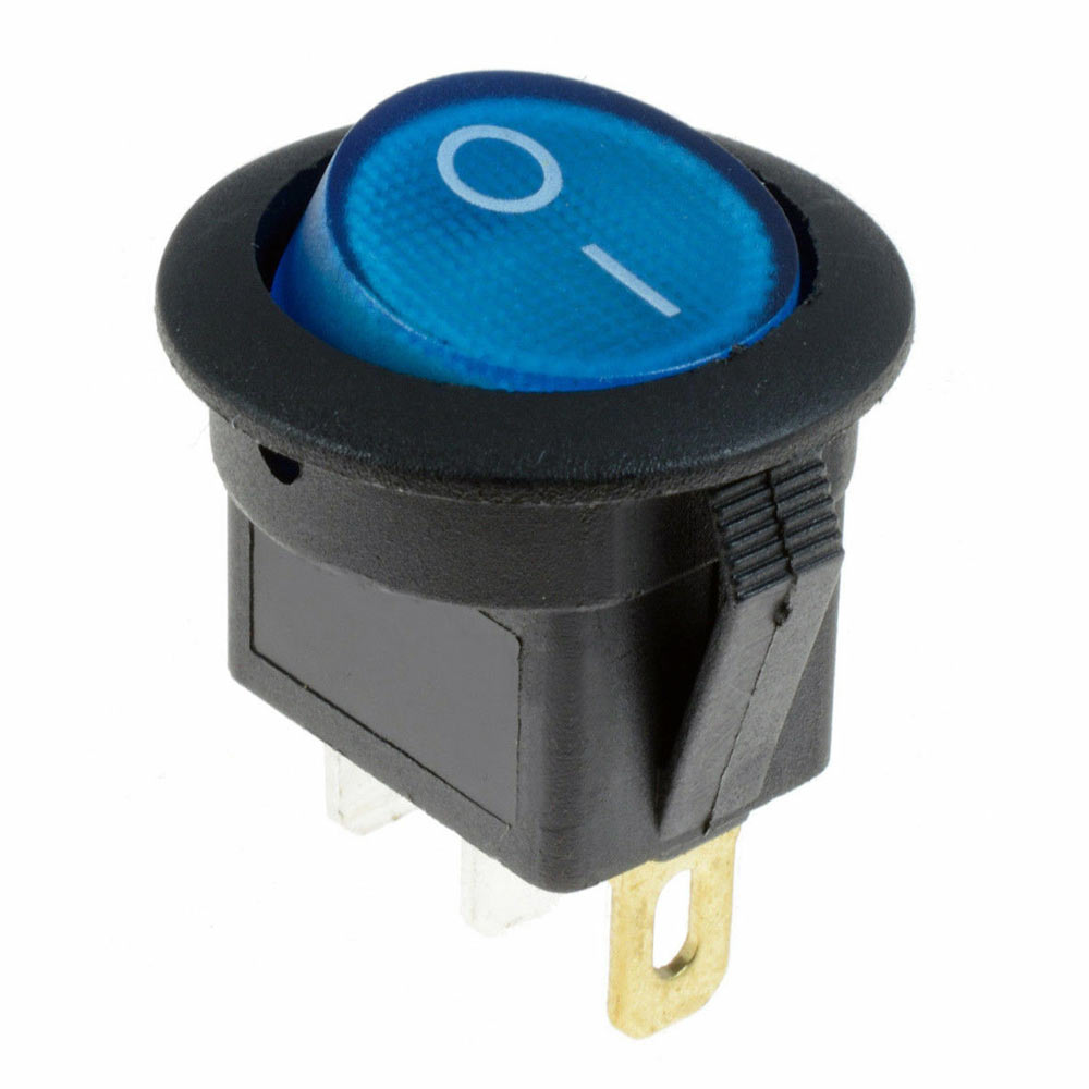 16A 12V LED Light Round Rocker ON/OFF SPST Switch 3 Pins With LED - 4 Colours