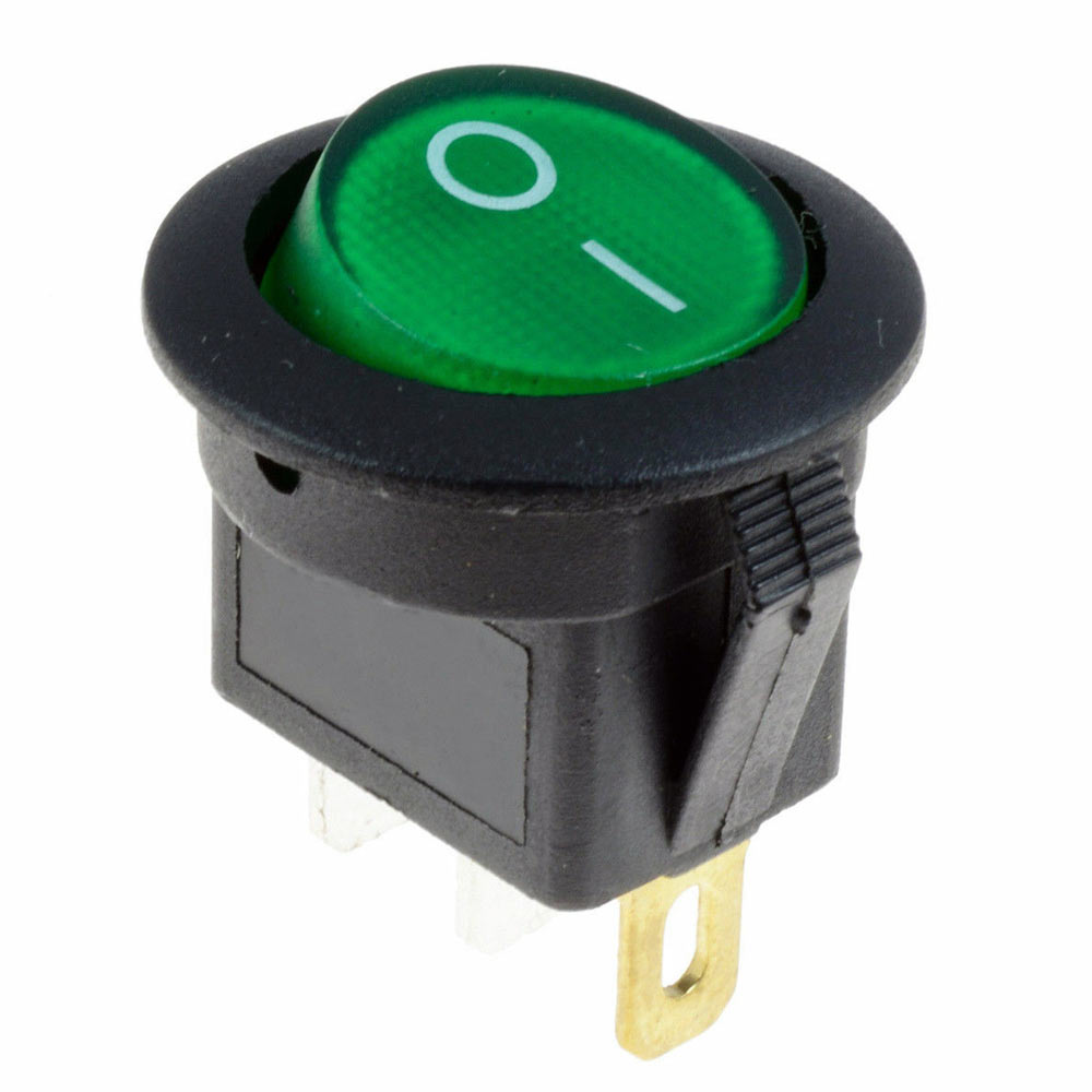 16A 12V LED Light Round Rocker ON/OFF SPST Switch 3 Pins With LED - 4 Colours