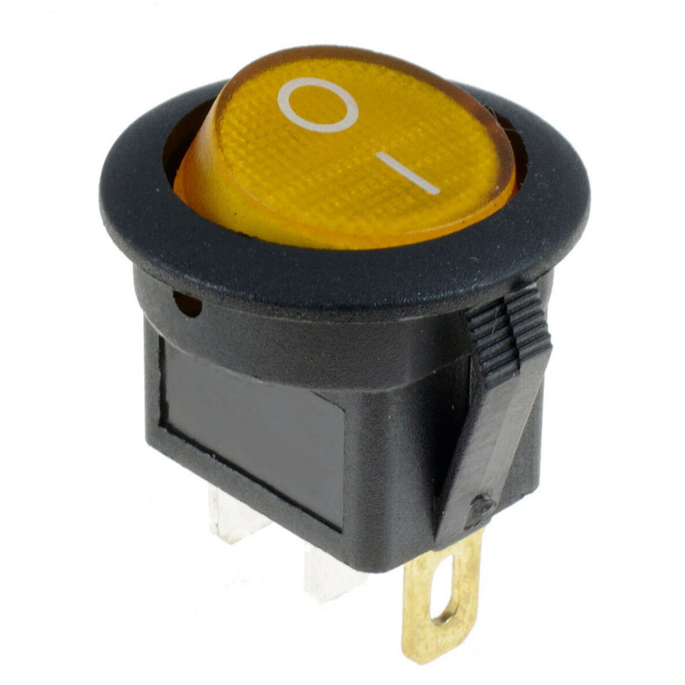 16A 12V LED Light Round Rocker ON/OFF SPST Switch 3 Pins With LED - 4 Colours