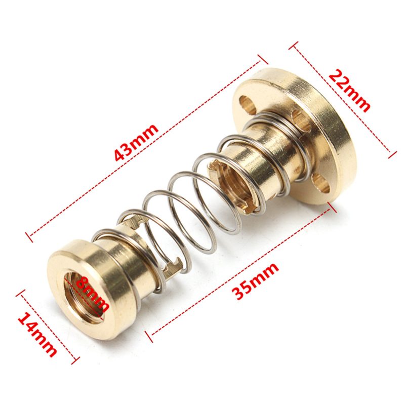 T8 Anti-backlash Spring Loaded Nut For CNC 8mm Threaded Rod Lead Screw