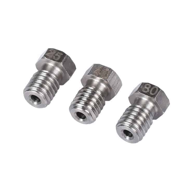 Stainless Steel Extruder Nozzle V6 - 1.75 or 3mm Filament / 0.25 0.4 0.8mm