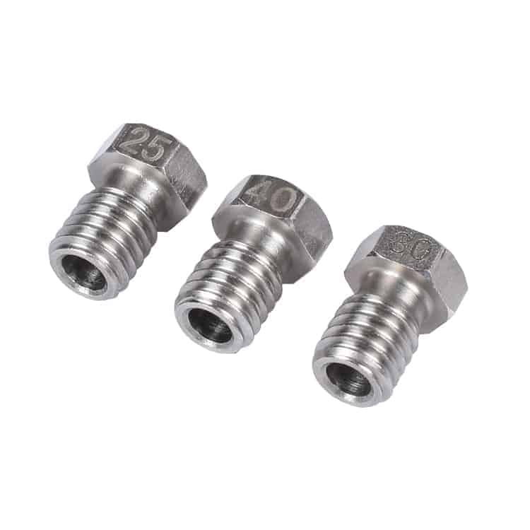 Stainless Steel Extruder Nozzle V6 - 1.75 or 3mm Filament / 0.25 0.4 0.8mm