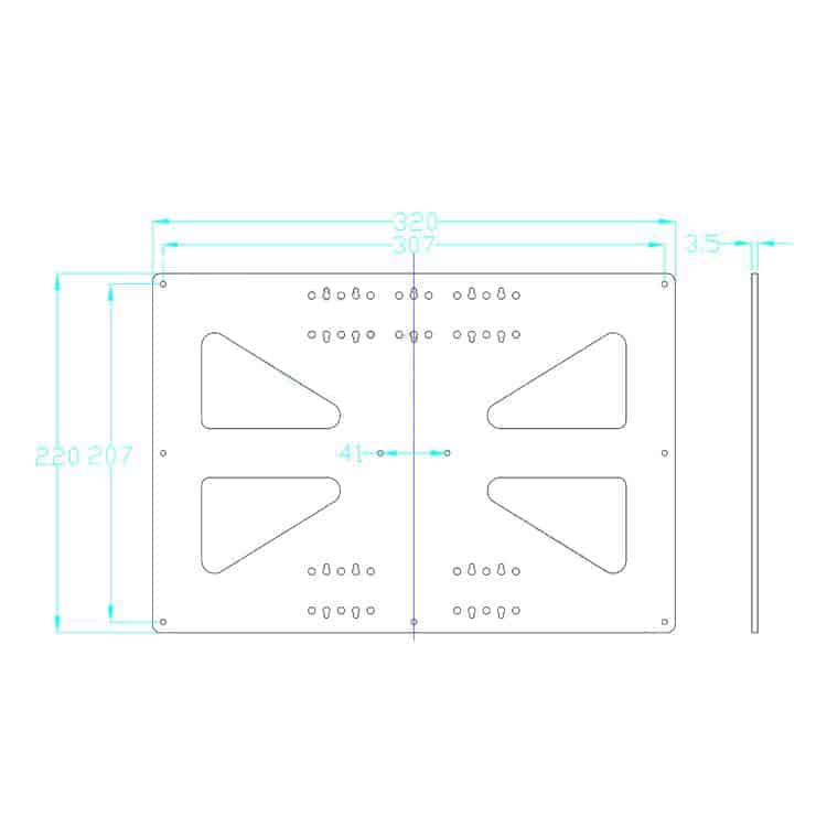 Prusa i3 Anodized Aluminum Y Carriage Plate XL 300x200 Upgrade RepRap 3D Printer
