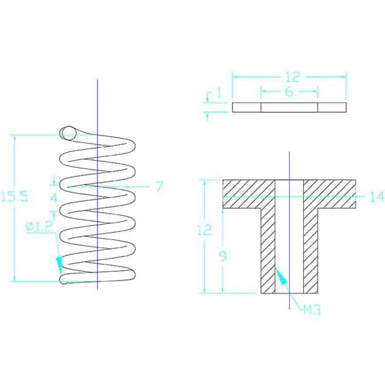 Ultimaker 2 Heat Bed - Spring Screw Washer for UM2 3D Printer