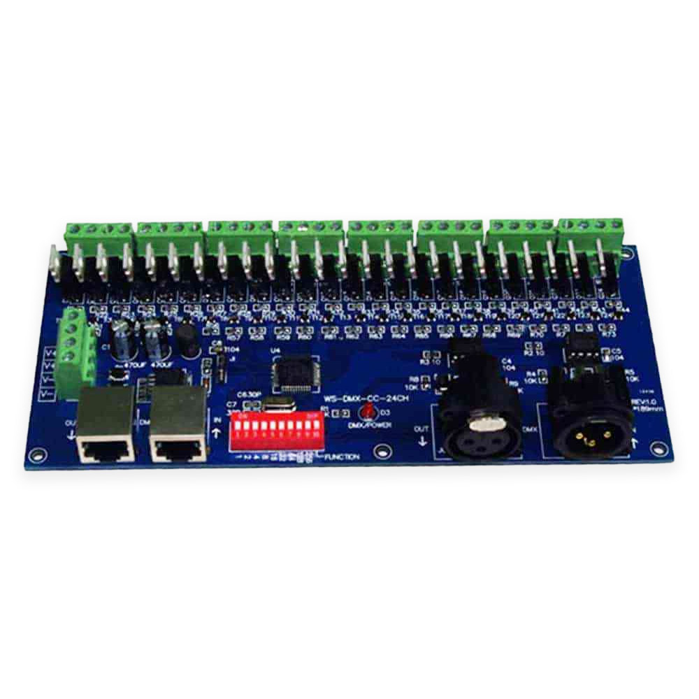 DMX-CC-24CH 24 CH DMX512 LED Decoder Dimmer Controller Drive RGB LED Strips