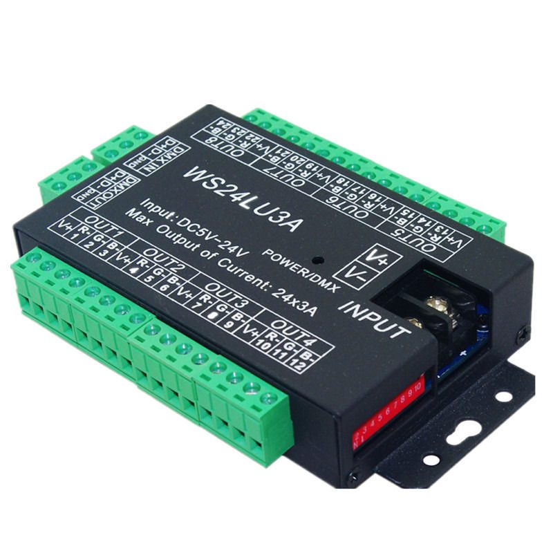 WS24LU3A 24CH DMX Controller DMX 512 Decoder RGB LED Strip Module Dump Node 24x3A WS24LU3A