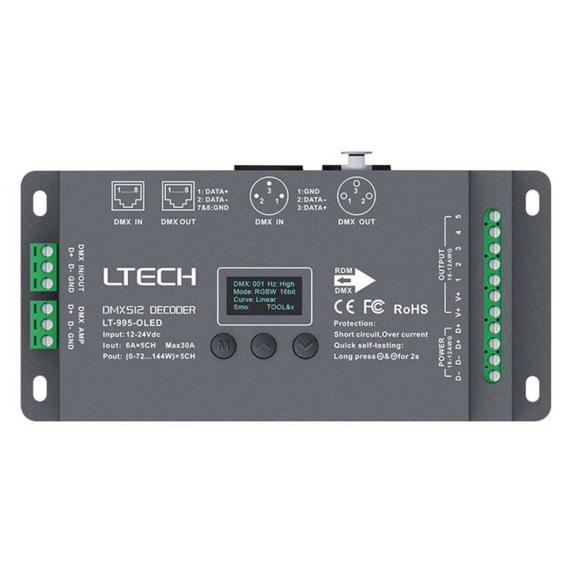 Ltech LED Controller DMX OLED 5X6A – LT-995-OLED – Makers Hut