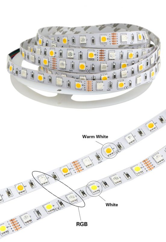 5M RGBW 5050 LED Strip Light IP30/67 DC12V SMD RGB White/WW Light