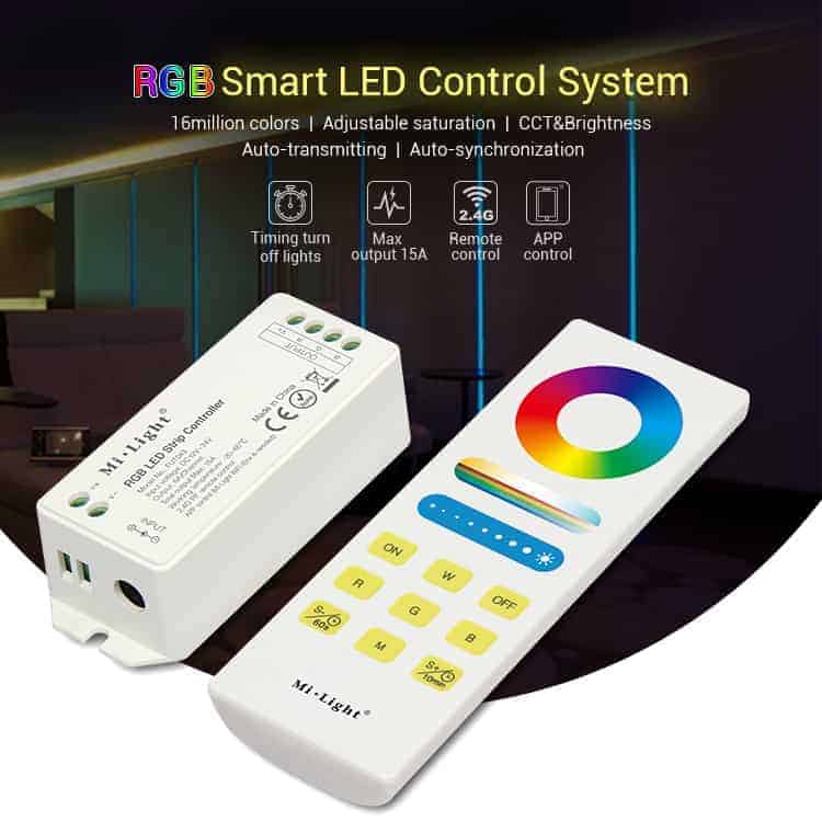 Milight Smart LED Control System for RGB/RGBW/RGB+CCT Strip Light, DC 12V 24V