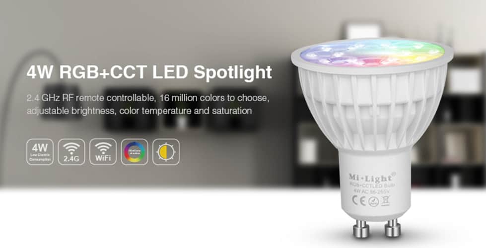MiLight RGB-DW LED Spotlights Full Colour and Dual White (CCT)- FUT103 GU10 FUT104 MR16