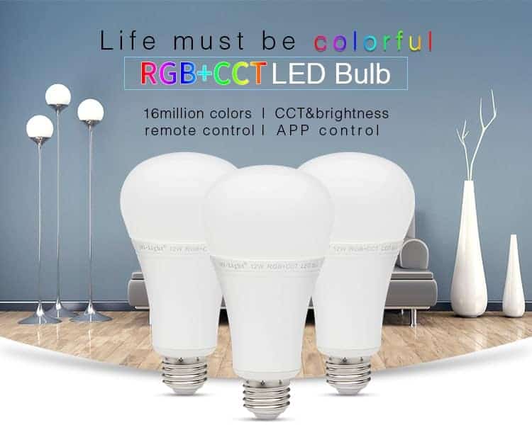 Mi-Light 12W RGB+CCT LED Light Bulb FUT105 Smart Lamp 2.4GHz Radio Controlled