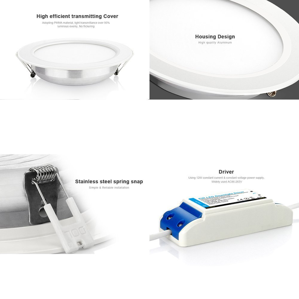 MiLight LED Recessed Round Downlight - RGB-DW (CCT) WiFi Remote Control 12W