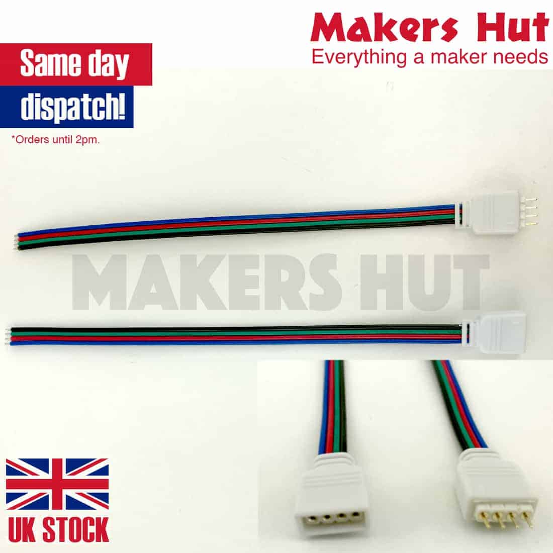 10mm 4Pin Connector Cable Cord Leads Female/Male 5050 RGB LED Strip Lights
