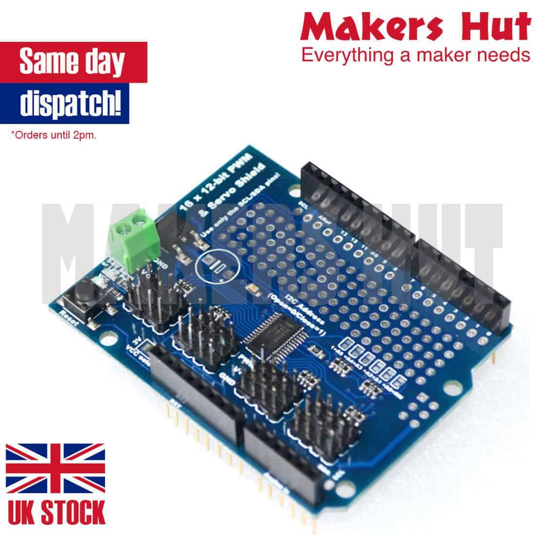 16 Channel 12-bit PWM Servo Shield I2C Interface PCA9685 Arduino