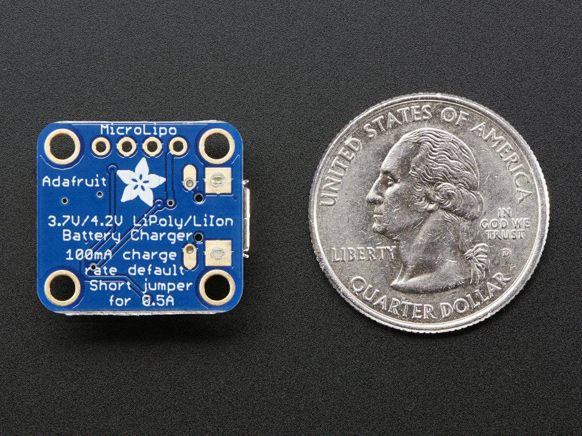 Adafruit Micro Lipo w/MicroUSB Jack - USB LiIon/LiPoly Charger - v1 PID: 1904