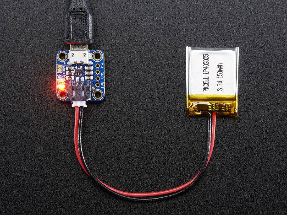 Adafruit Micro Lipo w/MicroUSB Jack - USB LiIon/LiPoly Charger - v1 PID: 1904