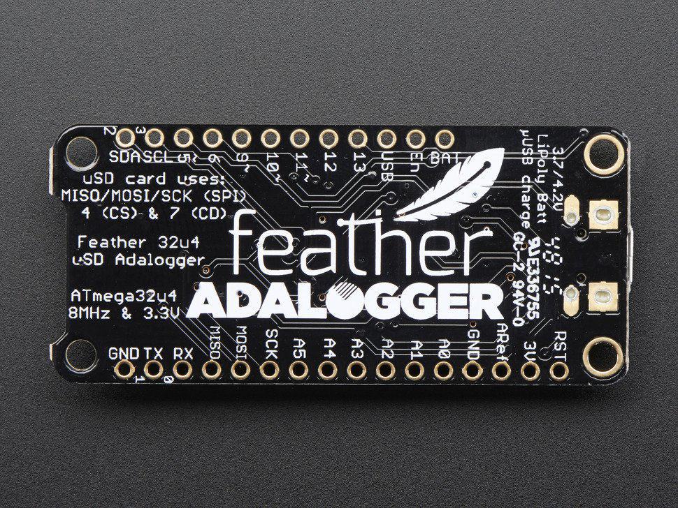 Adafruit Feather 32u4 Adalogger - ATmega32u4 3.3V - 8MHz 2795