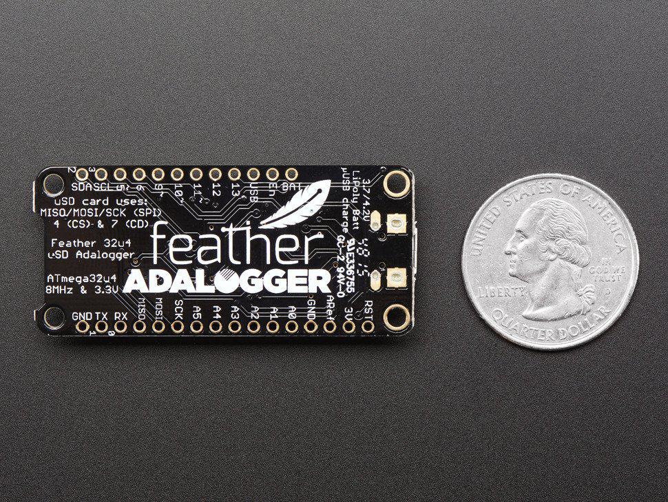 Adafruit Feather 32u4 Adalogger - ATmega32u4 3.3V - 8MHz 2795
