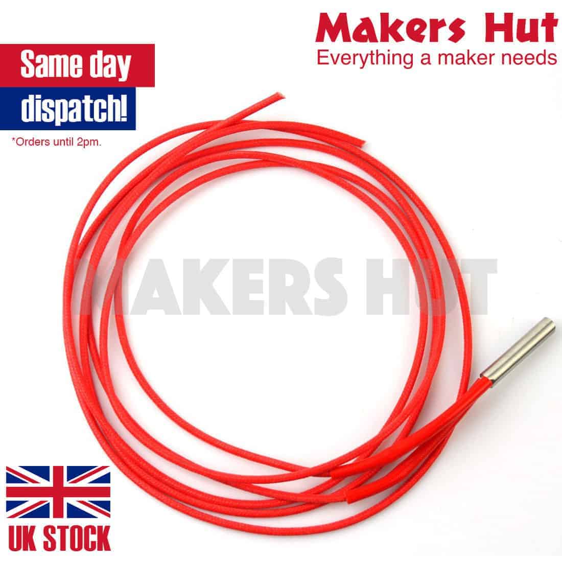 2x 40W Ceramic Cartridge Heater- Straight 12V Heating Element - 3D Printer - RepRap