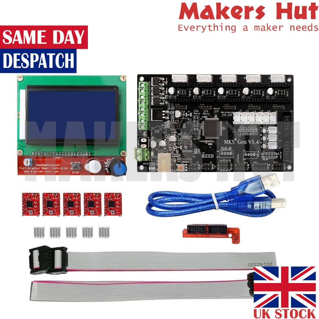 MKS Gen 1.4 3D Printer Controller Board - LCD 12864 Controller- RepRap - A4988