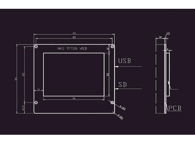 2.8 Inch MKS TFT28 V4 Full Color Touch Screen Support WIFI APP For 3D Printer