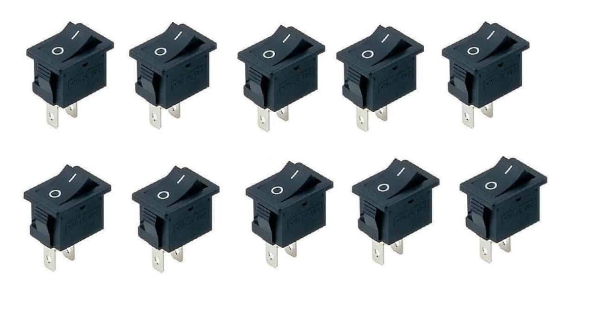 10 x ON / OFF Rocker Switch, 2-Pin 250V3A 125V6A - Black - 2 Pin DIY