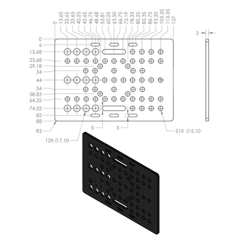 OpenBuilds 20-80 mm Gantry Plate - V Slot Aluminium Linear Extrusion - RepRap CNC