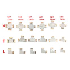 8/10/12mm 2/3/4/5pin X/T/L Shape Single Color LED Strip Corner Connectors