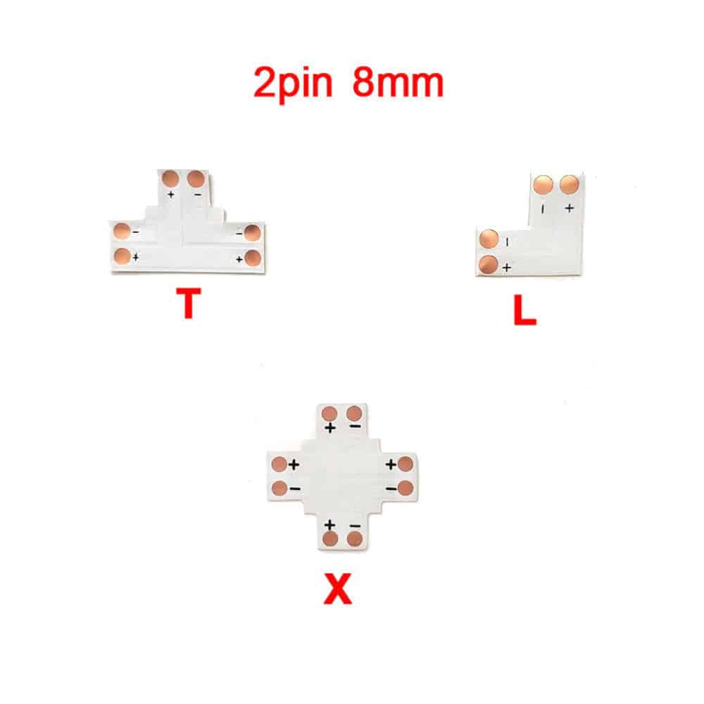 8/10/12mm 2/3/4/5pin X/T/L Shape Single Color LED Strip Corner Connectors