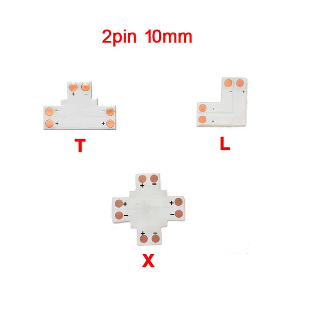8/10/12mm 2/3/4/5pin X/T/L Shape Single Color LED Strip Corner Connectors
