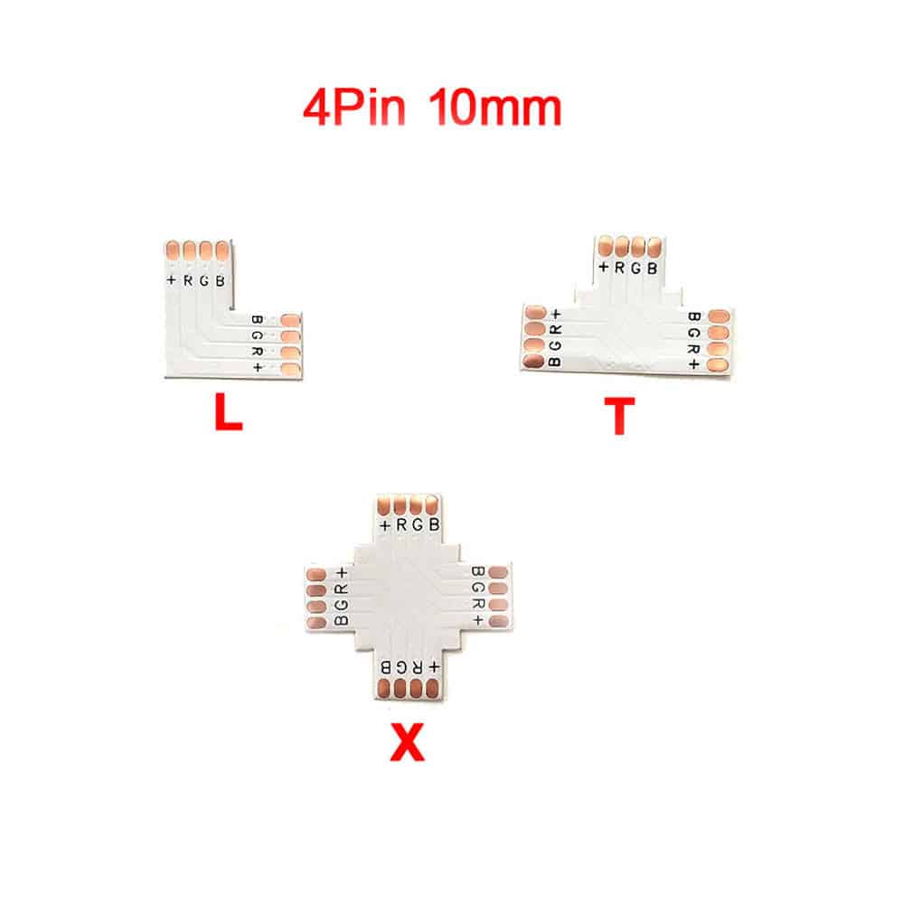 8/10/12mm 2/3/4/5pin X/T/L Shape Single Color LED Strip Corner Connectors