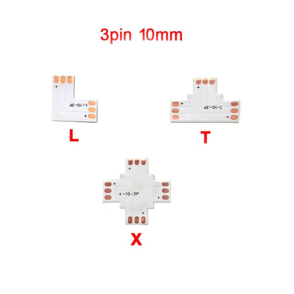 8/10/12mm 2/3/4/5pin X/T/L Shape Single Color LED Strip Corner Connectors