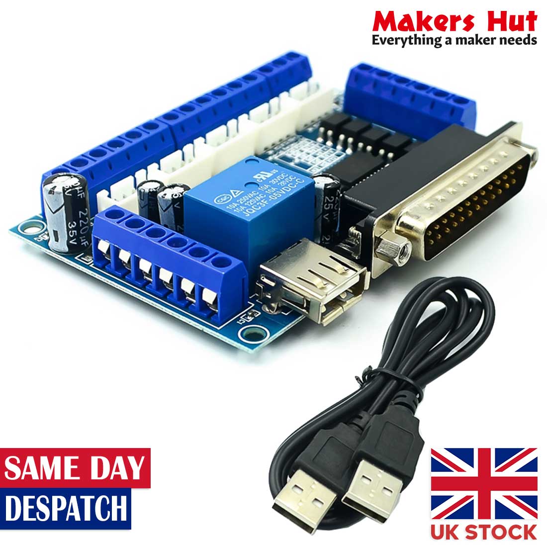 Mach3 5 Axis CNC Interface Adapter Breakout Board For Stepper Motor USB Cable