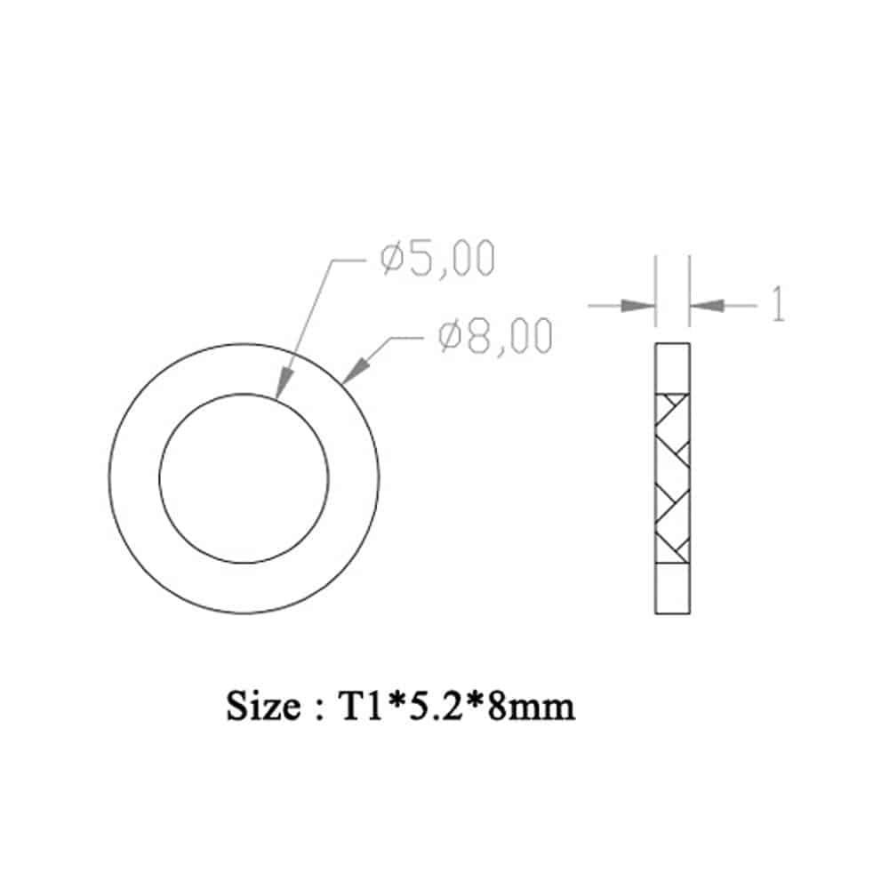 10x Openbuilds Mini V Wheel Shim Precision Spacer Shims 8x5.2x1mm