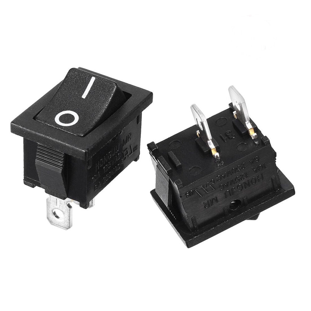 4x ON / OFF Rocker Switch, 2-Pin 250V6A 125V10A - Black - 2 Pin 21x15x20