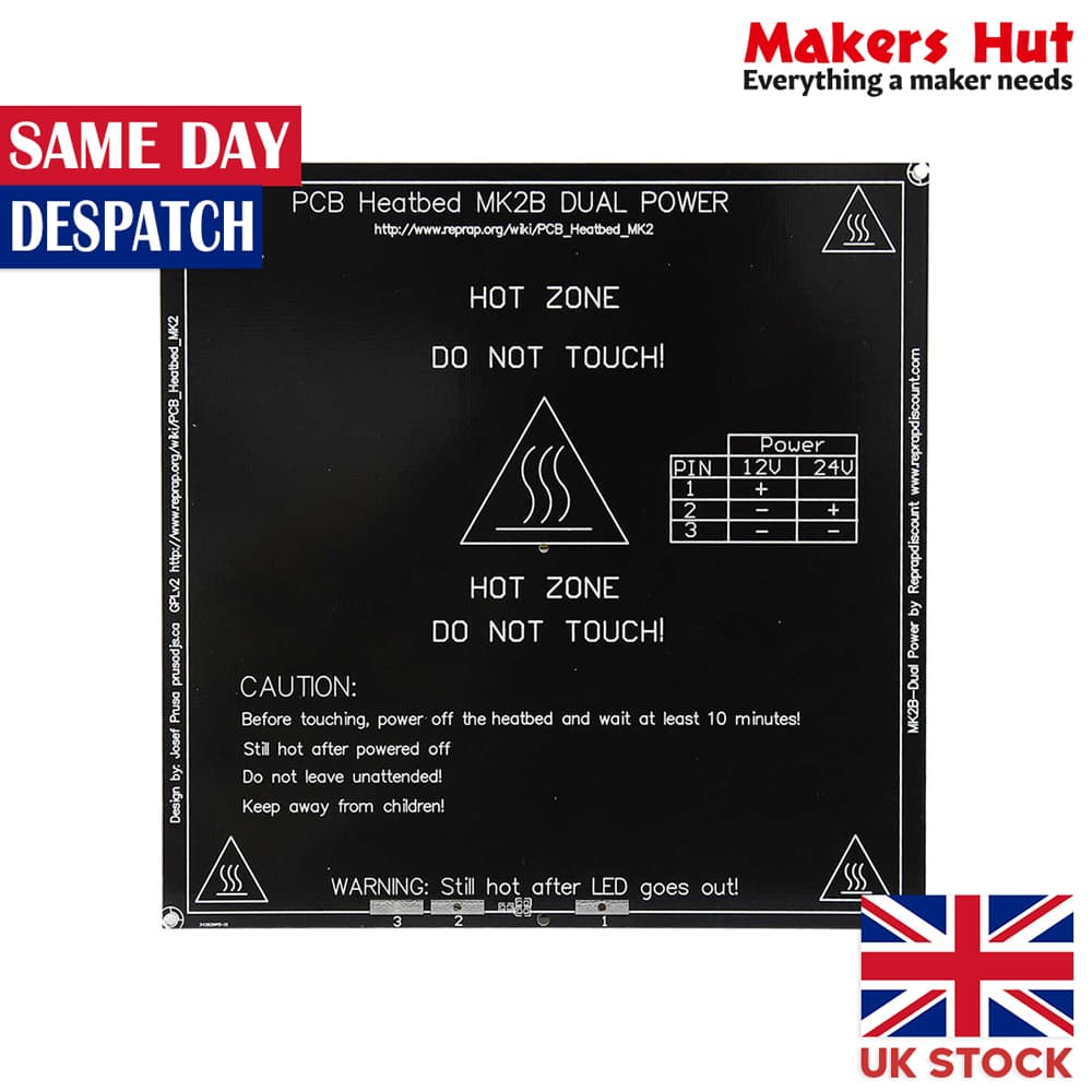 214x214x2mm PCB Heatbed MK2B Dual Power 3D Printer Prusa