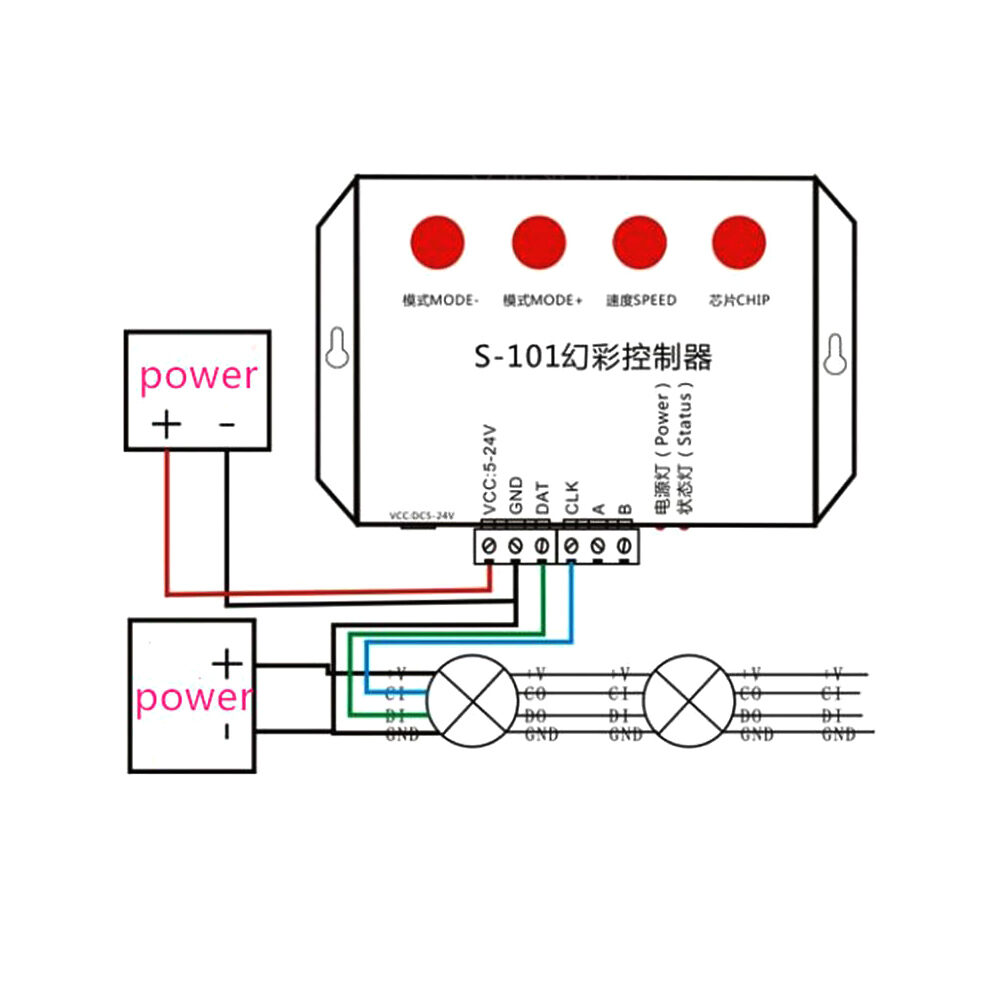 S-101 DMX512 Controller for WS2812 WS2811 16703 APA102 RGB Addressable LED Strip
