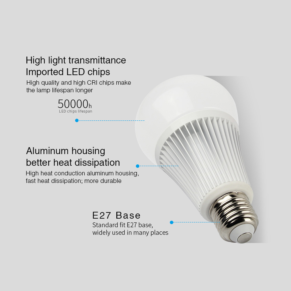 FUTD04 RGB + CCT 9W LED Light Bulb - Milight - DMX512