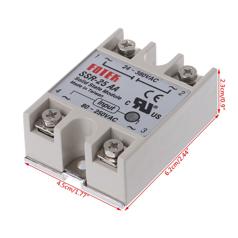 SSR-25AA AC-AC 25A 80-250VAC/24V-380VAC Solid State Relay for Heated Bed Heater