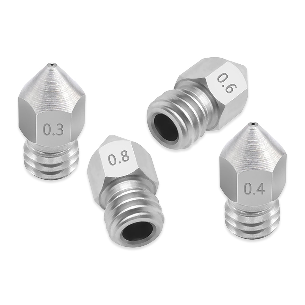 2x MK8 Stainless Steel Nozzle 1.75mm / 0.3, 0.4, 0.6, 0.8, 1.0mm M6 3D Printer