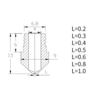 MK10 Stainless Steel Brass Nozzle 1.75mm / 0.2, 0.3, 0.4, 0.6, 0.8, 1.0mm 3D Printer - Image 2