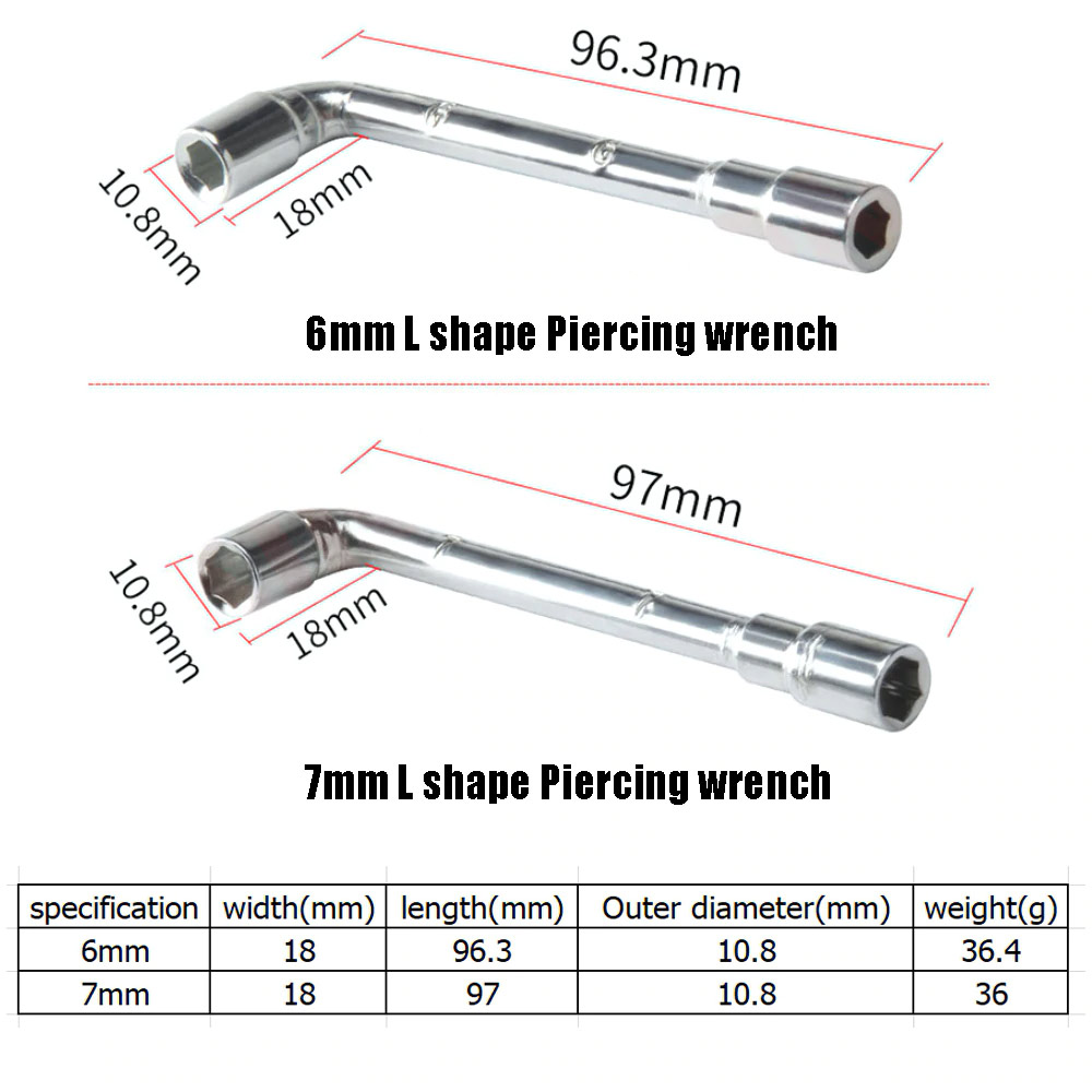 6mm (MK8) / 7mm (E3D) L-Type Socket Wrench Tool