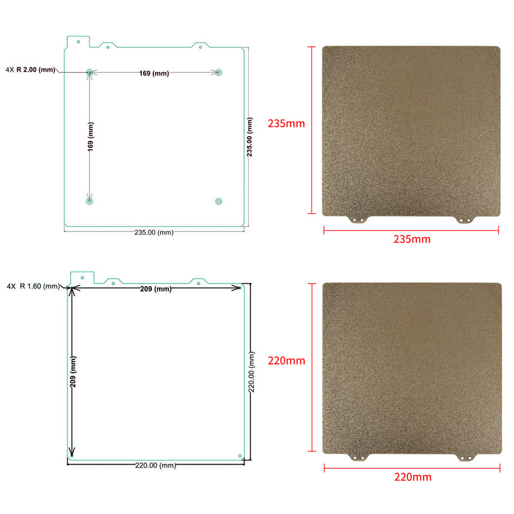 Magnetic Heated Bed 220/235mm 24V + PEI Steel Plate 3D Printer