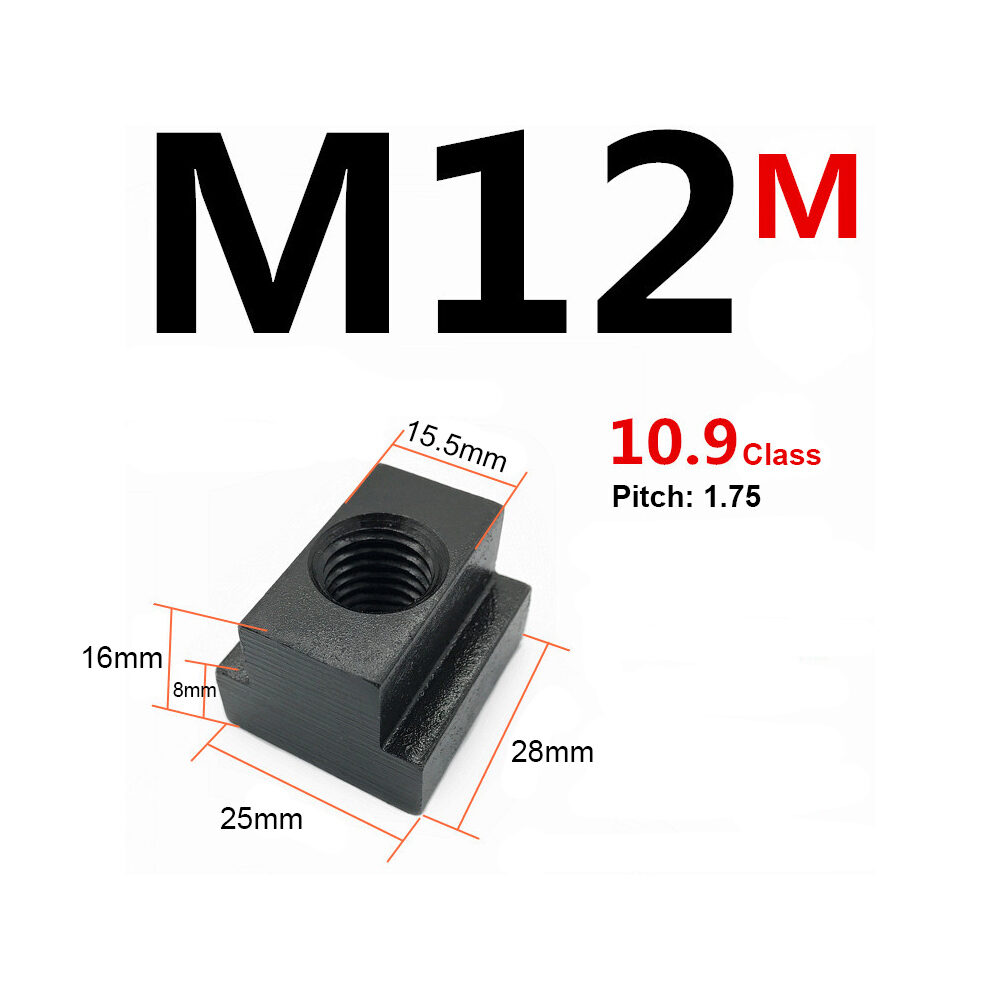 4Pcs x T-NUT Black Oxide T Slot Clamping Nuts Machine Bed Milling