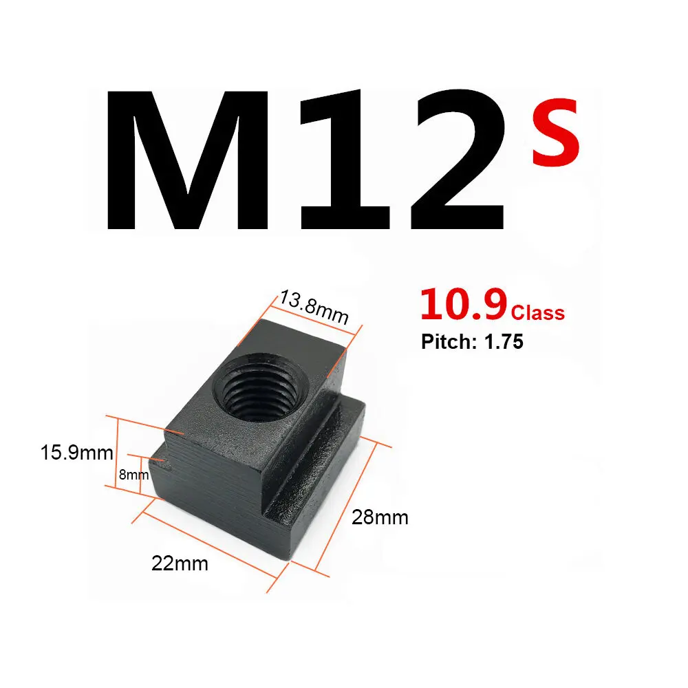 4Pcs x T-NUT Black Oxide T Slot Clamping Nuts Machine Bed Milling