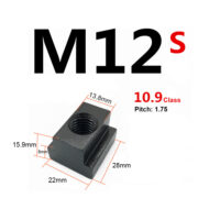 4Pcs x T-NUT Black Oxide T Slot Clamping Nuts Machine Bed Milling - M12S T-Slot T-Nuts